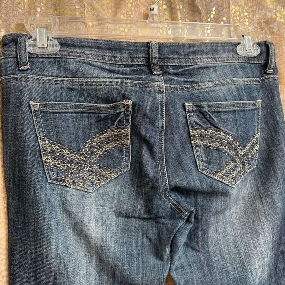 Blue Asphalt Wet Seal 2000s Rhinestone Pocket Faded Skinny Jeans Size 7 - Picture 6 of 8